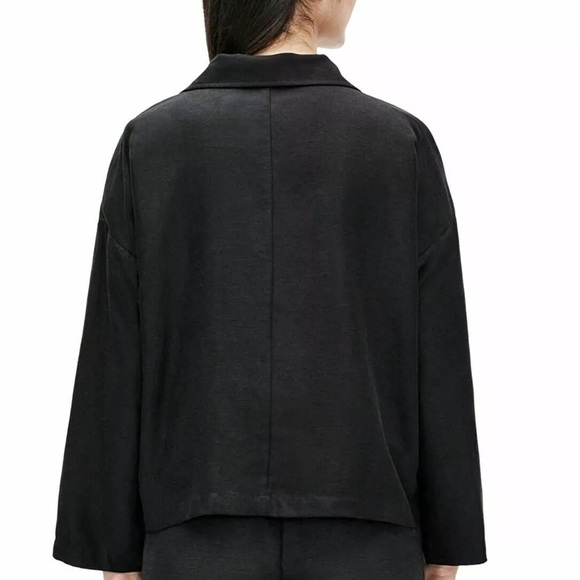 278.00 NWT EILEEN FISHER M ORGANIC BLACK LINEN DRAPE JACKET VERY NICE - Picture 6 of 11